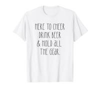 AQUÍ para ALEGRAR Bebe Cerveza Y Mantener Todo EL Equipo Sports Meme Camiseta gráfica económica, Hombre, Blanco, S