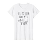 AQUÍ para ALEGRAR Bebe Cerveza Y Mantener Todo EL Equipo Sports Meme Camiseta gráfica económica, Mujer, Blanco, M