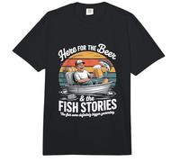 Aquí para La Cerveza Y El Pescado Historias Pesca Comfort Colors Adult Heavyweight T-Shirt