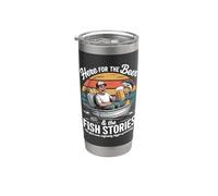 Aquí Para La Cerveza Y El Pescado Historias Pesca Vaso térmico de acero inoxidable de doble pared