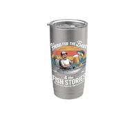 Aquí Para La Cerveza Y El Pescado Historias Pesca Vaso térmico de acero inoxidable de doble pared