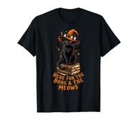 Aquí para los abucheos y maullidos de Halloween Camiseta