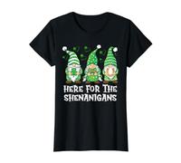 Aquí para los gnomos irlandeses Shenanigans - Día de San Patricio Camiseta gráfica económica