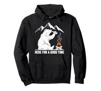 Aquí para Pasar un Buen rato Divertido Senderismo Vida Silvestre Mountain Camper Sudadera con Capucha