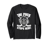 Aquí Se Detiene el Puck - Diseño de Portero de Hockey Manga Larga