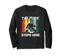Aquí Se Detiene el Puck - Diseño de Portero de Hockey Manga Larga
