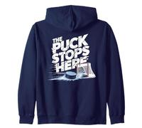 Aquí Se Detiene el Puck - Diseño de Portero de Hockey Sudadera con Capucha