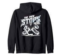 Aquí Se Detiene el Puck - Diseño de Portero de Hockey Sudadera con Capucha