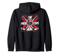 Aquí Se Detiene el Puck - Diseño de Portero de Hockey Sudadera con Capucha