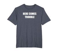Aquí Viene el Problema Camiseta, Hombre Tallas Grandes, Azul Jaspeado, 2X Alto