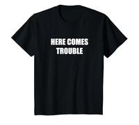 Aquí Viene el Problema Camiseta, Niños, Negro, 2 años