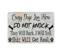 Aquí Viven Perros Locos. No Golpees, Ladrarán, Gritaré. La Mierda Se Pondrá Seria. Alfombrilla De Baño Plegable Alfombra Exterior Secado Rápido Felpudo De Entrada para Hogar Inodoro 40X60Cm