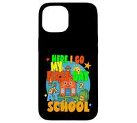 AQUÍ VOY MI PRIMER DÍA EN LA ESCUELA feliz estudiante comienza la escuela Carcasa para iPhone 15