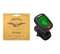 Aquila 4U - Juego de cuerdas para ukelele soprano en Sol, Do, Mi, La & CASCHA HH 2018 Afinador cromático para guitarra, bajo, violín y ukelele