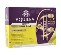 Aquilea Beauty Total Gold Antiaging | 14 ampollas | Péptidos de colágeno marino Ácido Hialurónico y Vitaminas C, E, A y Zinc | Complemento Alimenticio mujer para Piel y Antioxidantes