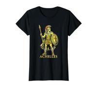 Aquiles Mito Griego La Ilíada Odisea Trojan Guerra Mitología Camiseta gráfica económica, Mujer, Negro, L