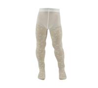 AQUILONE Medias Aurelia, medias de niña, medias de niña velado fantasía floral, medias ceremonia, calcetines de encaje - Made in Italy (Crema, 6)