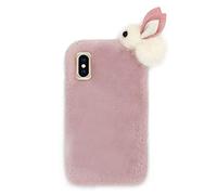 AQUYY Carcasa de Felpa de Conejito Cartoon para iPhone 6/ iPhone 6S, Lindo Mujer Funda Protectora de Silicona con Todo Incluido para iPhone 6/ 6S, Funda Suave Peludo de Conejo Anti-Choques Caso, Pink