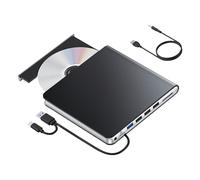 Aqvjd Unidad de disco externa con puerto USB 3.0 USB 2.0, ranura para tarjeta, reproductor de disco portátil, escritor, escritor, escritor para portátil externo