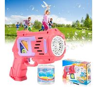 AQXONG 12 Hoyos Pistola de Pompas de Jabón, Pistola de Burbujas con luz LED, Más de 4000+ Burbujas/Minuto, Pistola de Burbujas Automática, Maquina de Burbujas, Niños/Cumpleaños/Recuerdos de Fiesta