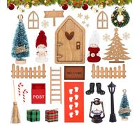 AQXONG 33Pcs Kit Porta Elfo di Natale, Decorazione per Porta Degli Elfi di Natale, Kit Natalizio in Miniatura FAI da Te, Decorazione per Porta Dello Gnomo di Natale, Kit Elfi Scherzi Natalizi