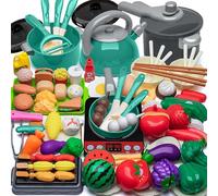 AQXONG 76 Pcs Accesorios de Juguetes de Cocina para Niños, Juguetes de Cocina con Ollas y Sartenes, Juego de Roles de Chef Infantil para Niños y Niñas de 3 4 5 6 7 8 Años