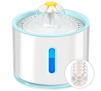 AQXONG Bebedero para Gatos 2.4L con Cuatro Filtros de Carbón Activado, Fuente de Agua para Mascotas Ultra Silenciosa con luz LED - Sistema de Filtración Cuádruple, Tres Modos de Flujo de Agua