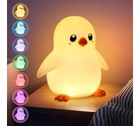 AQXONG Luz Nocturna de Pingüino para Niños, Luz Nocturna Infantil con Función de Temporizador, USB Recargable, Lámparas Infantiles de Silicona Adecuado para Sala de Estar, Sala de Niños, Dormitorio