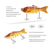 aqxreight 10 Cm/20 G Realista 6 Secciones Articuladas Swimbait Señuelo de Pesca Crankbait Cebo Duro Anzuelo Aparejos de Pesca y Detalles de Buceo Acciones Realistas Señuelo Fuerte 2 en 3D Alta