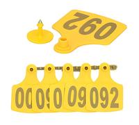 aqxreight 100 Uds. Signos de Etiquetas de Oreja de Ganado Vacuno con Números Suministros de Tarjetas de Identificación de Animales de Granja El Número Verde Es Fácil de Administrar El Ganado en la