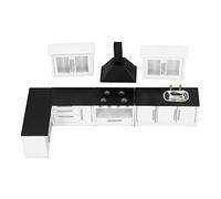 aqxreight 112 Juego de Gabinetes de Cocina para Casa de Muñecas, Muebles Modernos de Madera para Casa de Muñecas con Puertas y Cajones Funcionales para Escena de Cocina en Miniatura