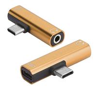 aqxreight 2 Unidades 2 en 1 TypeC a 3,5 Mm Cable de Auxiliar Cargador de Cable Adaptador Distribuidor de Auriculares Carga de 3,5 Mm con Conector para Escuchar Carga Mientras Se Usan Auriculares