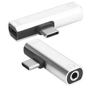 aqxreight 2 Unidades 2 en 1 TypeC a 3,5 Mm Cable de Auxiliar Cargador de Cable Adaptador Distribuidor de Auriculares Carga de 3,5 Mm con Conector para Escuchar Carga Mientras Se Usan Auriculares