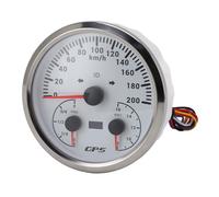 aqxreight 4.331 in 4-3/8 Pulgadas 3 en 1 Velocímetro GPS Odómetro con Voltímetro Indicador de Nivel de Señal de Giro 200 KM/H para RV Yate Camión Retroiluminación Roja Esfera Negra Bisel Plateado