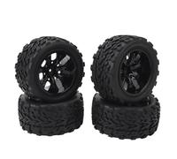 aqxreight 4 PCS RC Off Road Tire 12mm Hex Black Universal 7 Holes RC Rubber Tires with Hubs Reemplazo para 1/10 Off Road Car Largo Mejorado Duradero Los Materiales de Los Neumáticos Neumático de