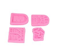 aqxreight 4PCS Vintage Fairy Garden Silicona Puerta Seta F 4PCS Vintage Fairy Garden Moldes de Silicona, Puerta, Seta y Patrón de Flores para Chocolate, Fondant y de Jardín de Hadas para Cho