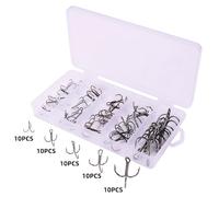 aqxreight 50 Uds Anzuelos Triples Anzuelos de Pesca Triples Juego de de Pesca de Acero Al Carbono Redondos Mezclados Resultados de 5 Tamaños para Mejores Cebos Artificiales Estables y de Acero Al