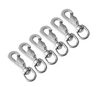 aqxreight 6 Ganchos Giratorios de Acero Inoxidable 316 para Correas de Perro, Cuerdas de Mástil y Uso Marino - Clips de Resorte de 55 Mm con Diseño sin Enredos de 360°, Abrazadera Elástica
