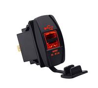 aqxreight Adaptador de Enchufe de Motocicleta para Coche, Doble USB, 5V, 3,1A, Toma de Corriente para Vehículos de 12V 24V, Camiones, SUV, UTV, Barcos, Marinos, Cubiertas, Protección contra (Rojo)