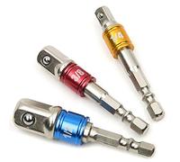 aqxreight Adaptador de Zócalo de Broca Hexagonal, Juego de 3 Piezas, 1/4 ", 3/8" 1/2 ", Impacto de Accionamiento, Aleación de Aluminio, Rodamiento con Resorte para Portabrocas de Impacto Eléctrico