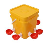 aqxreight Bebedero Automático para Pollos con Barril de Mano de 12L, Equipo para Beber Aves de Corral, Cubo para Ganso y Pato + Cabeza Roja a Tope (Cubo + Tazón Rojo Grande + Tornillos Negros)