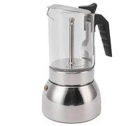 aqxreight Cafetera Moka de Acero Inoxidable para Todo Tipo de Cocinas Incluyendo Inducción con Vidrio Transparente y Resistente al Ideal para Casa o Cafeterías