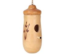 aqxreight Casa Colgante de Boj Natural para Exteriores, Interiores, Decoración de Jardín, Fondo Cuádruple, Fácil de Atraer Pájaros Anidados (Cabeza de Cintura pequeña)