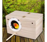 aqxreight Casa para Pájaros de Madera de 12 X 12 X 19,5 Cm para Loros y Pájaros Pequeños con Bordes Metálicos de Fácil Apertura, Refugio Resistente a la Humedad, Parte Extraíble para Limpieza