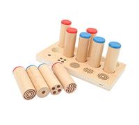 aqxreight Cilindros de Sonido de Madera, Juguetes para Niños Pequeños, Juego de Entrenamiento de Integración Sensorial con 5 Patrones Texturizados, Herramienta Educativa de Discriminación Auditiva