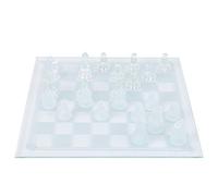 aqxreight Conjunto de Ajedrez Internacional de Vidrio Polaco de 25x25 Cm con Tablero de Ajedrez y 32 Intrincados