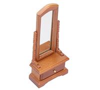 aqxreight Espejo de Tocador para Casa de Muñecas 1:12 con Cajón, Accesorios de Decoración de Muebles en Miniatura, Muñeca Blanca 12 para una Fabricación Material de Madera Seguro e (Brown)