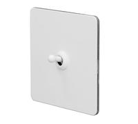 aqxreight Interruptor de Palanca de Pared, Interruptor Basculante Abierto único, Control Dual AC250V, Panel de Metal, Diseño Elegante a Prueba de Herrumbre Blanco para