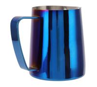 aqxreight Jarra de Espuma de Acero Inoxidable 304, Espumador de Leche de 600 Ml para café con Leche, Taza de Flores con Pico a Prueba de Derrames, Grado Alimenticio Seguro Ti Azul (BLUE)