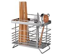 aqxreight Jaula para Palillos Montada en la Pared Soporte para Secado de Utensilios de Cocina Contenedor de Cubiertos de Acero Inoxidable para Tenedor Cuchara Porta Utensilios Soporte para